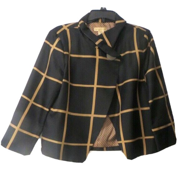 FINAL BLACK & GOLD SILK EVENING JACKET TRANSITIONS  EUC - Picture 1 of 4